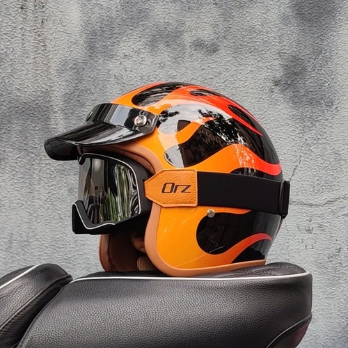 Retro open face motorcycle - retro, 3/4